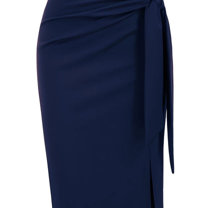 Damen Eleganter Bleistiftrock mit Schleife und Schlitz – Perfekt für Büro & besondere Anlässe