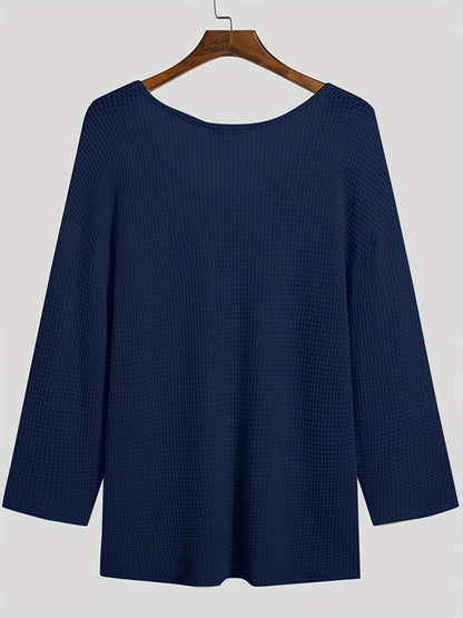 Herren Strickpullover im lockeren Mesh-Design – Lässiger V-Ausschnitt für Freizeit & Alltag