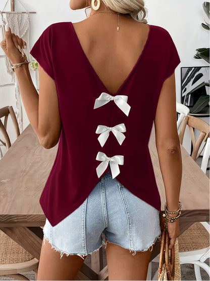 Damen Top mit tiefem Rückenausschnitt und Schleifen, eleganter Sommer-Look