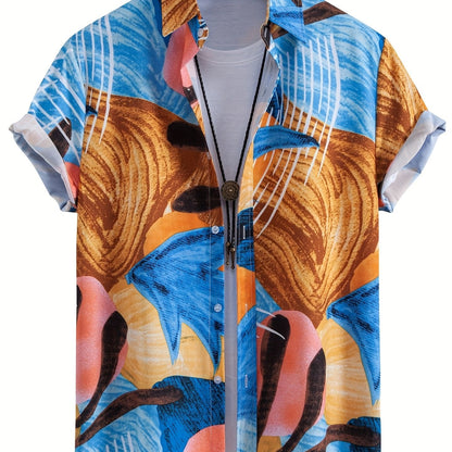 Herren Kurzarm Resorthemd mit Muschel-Print – Stilvolles Freizeithemd für Strand und Urlaub