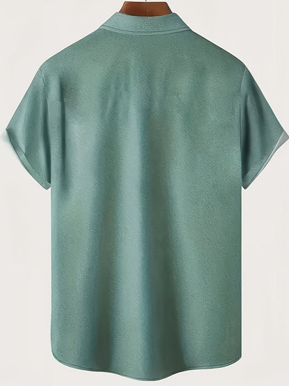 Herren Retro Strandhemd mit Tropical-Design und Cocktail-Vogel Print – Perfekt für den Sommerurlaub