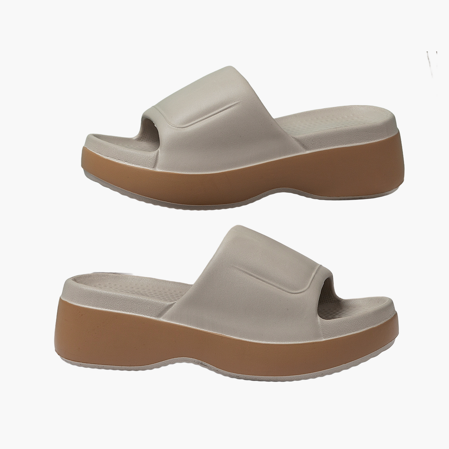 Damen Plateau-Slipper – Bequeme Sommer Hausschuhe mit offener Zehenpartie und rutschfester Sohle