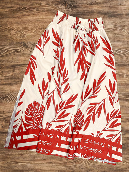 Damen Sommer-Outfit Set – Ärmelloses Top und Maxirock im tropischen Stil, ideal für Urlaub und Freizeit