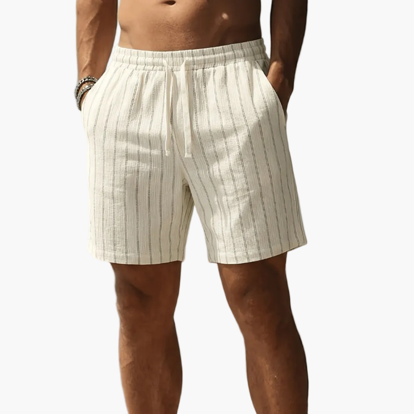 Herren Freizeithorts mit Nadelstreifen und Kordelzug – Stilvolle Sommer-Shorts für Alltag und Sport