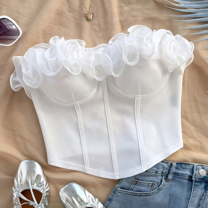 Damen Bustier Top Elegant mit Rüschen – Party & Ausgehmode