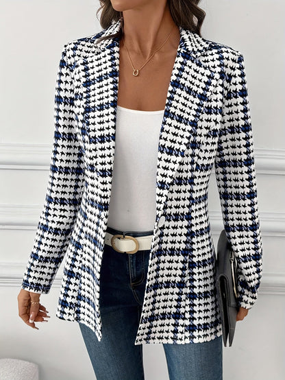 Damen Eleganter Hahnentritt Blazer für Büro und Freizeit