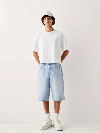 Herren Relaxed Fit Denim Bermudashorts – Modischer Freizeit-Look für Alltag und Streetstyle
