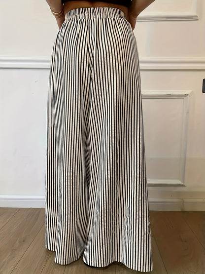 Damen Weite Streifenhose Elegant Lässig für Freizeit und Sommer