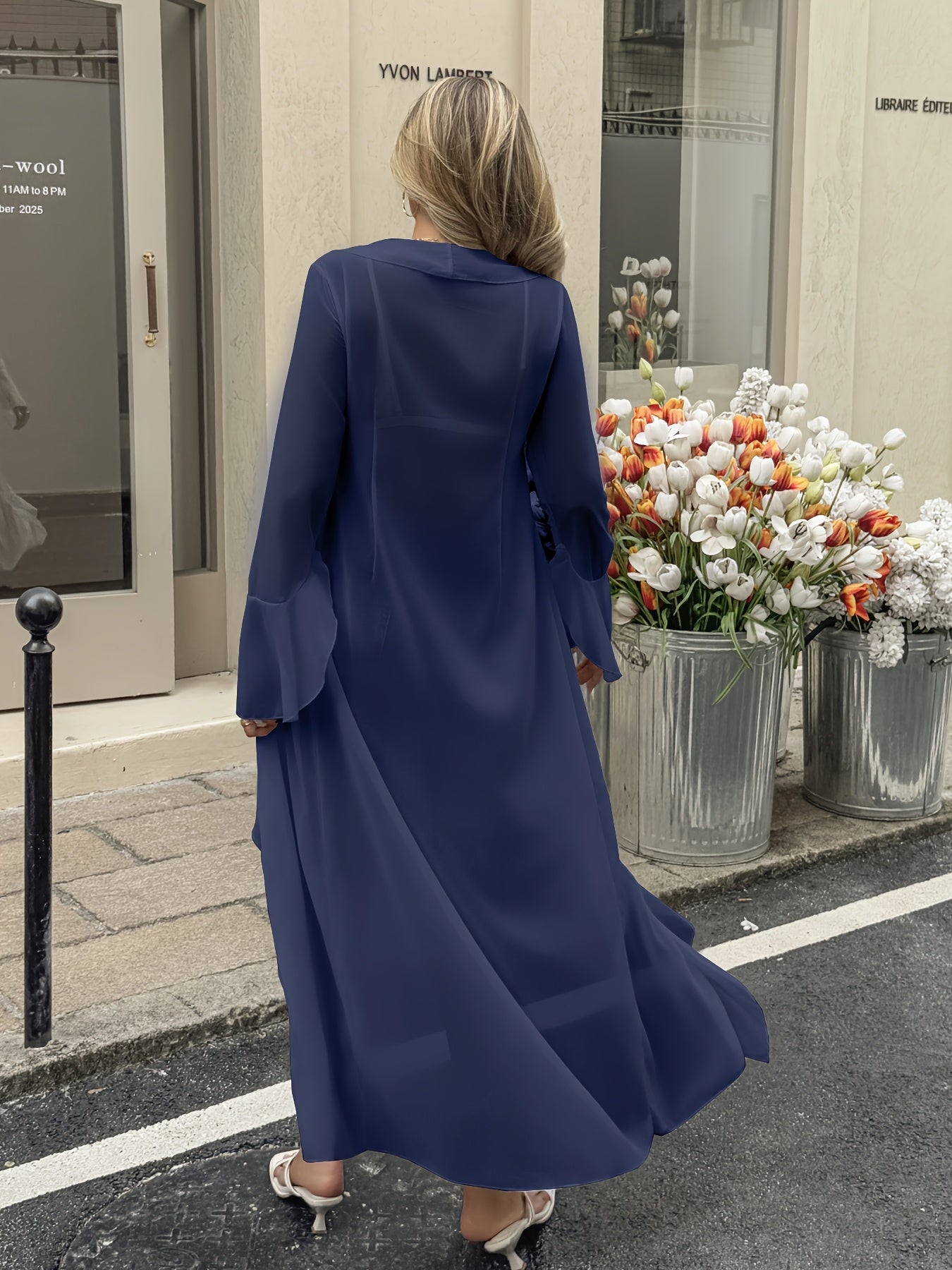 Damen lange Strand Kimono Cardigan mit Rüschen – Eleganter Überwurf für Urlaub und Freizeit