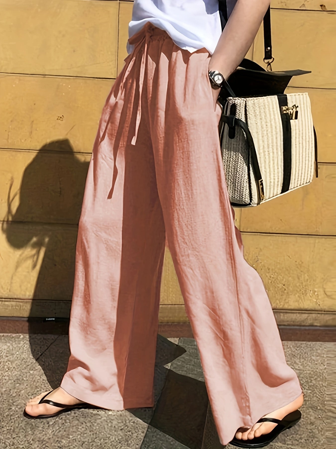 Damen Weite Freizeithose mit Kordelzug – Eleganter und Bequemer Casual-Look