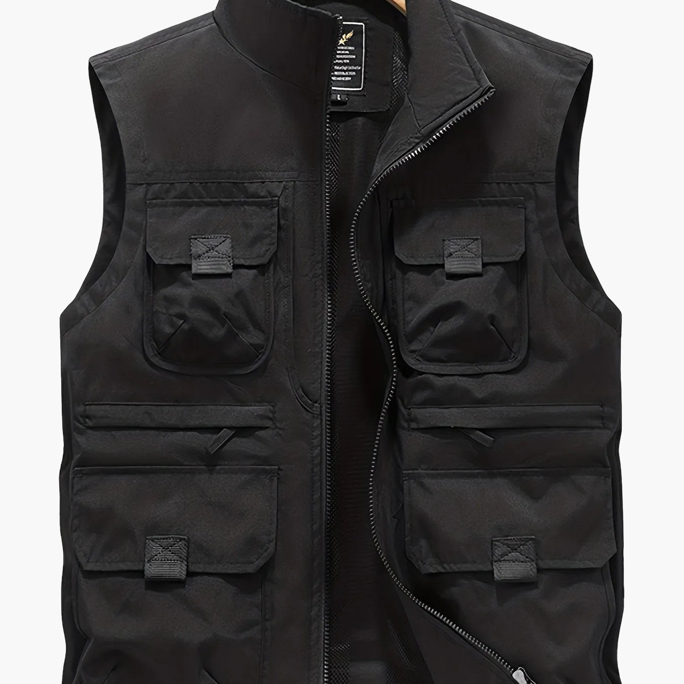 Herren Outdoor Utility Weste mit Stehkragen – Multifunktionsweste für Angeln, Wandern, Freizeit