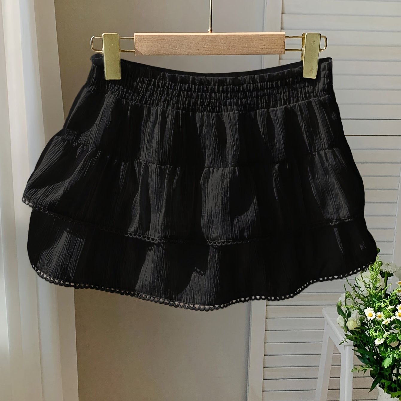 Damen Volant Minirock mit Stufen und elastischem Bund – Verspielter Boho-Look für Alltag und Urlaub
