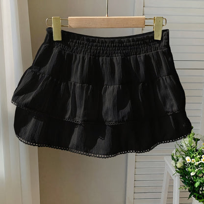 Damen Volant Minirock mit Stufen und elastischem Bund – Verspielter Boho-Look für Alltag und Urlaub