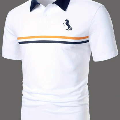 Herren Polo Shirt mit Kontrastkragen und Sportlichem Streifen-Design – Eleganter Freizeitstil