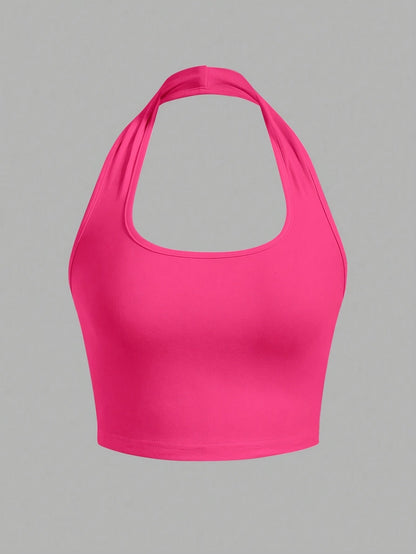 Damen Halterneck Crop Top – Rückenfrei, Sommer, Modisch, Freizeit