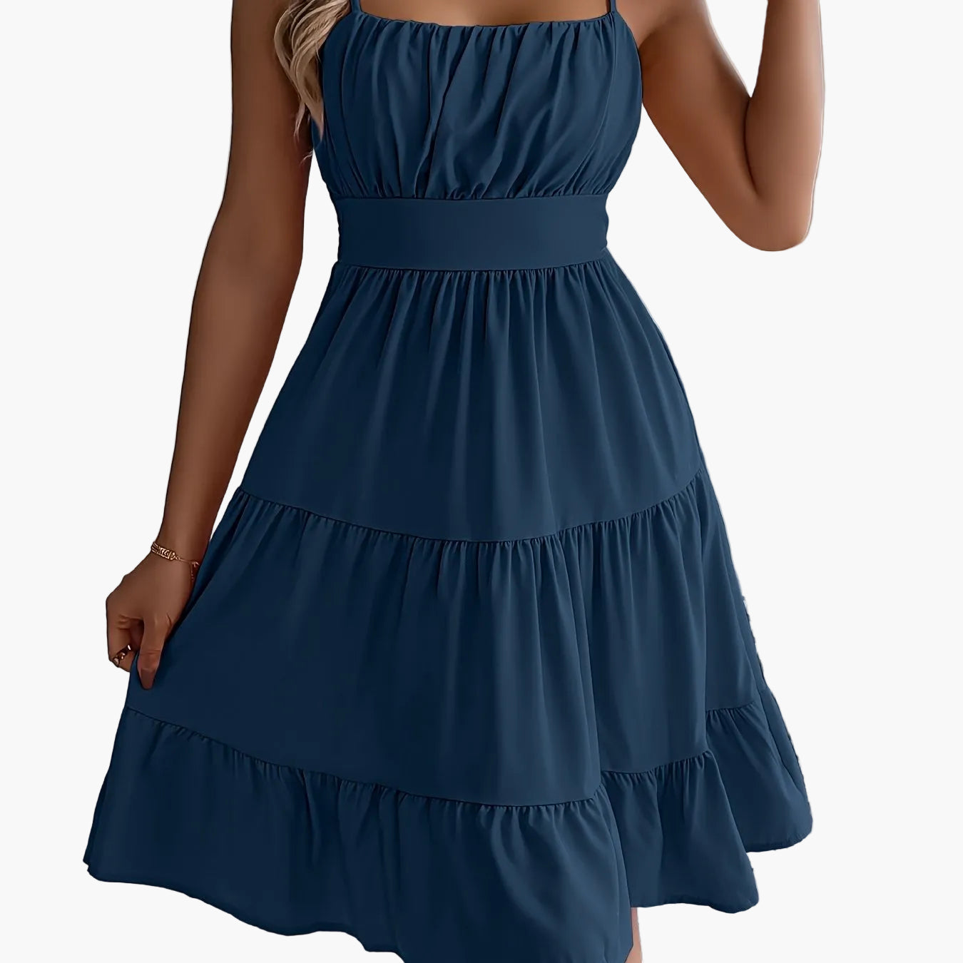 Damen Sommerkleid mit Spaghettiträgern und Volant – Elegantes Freizeit- & Urlaubskleid