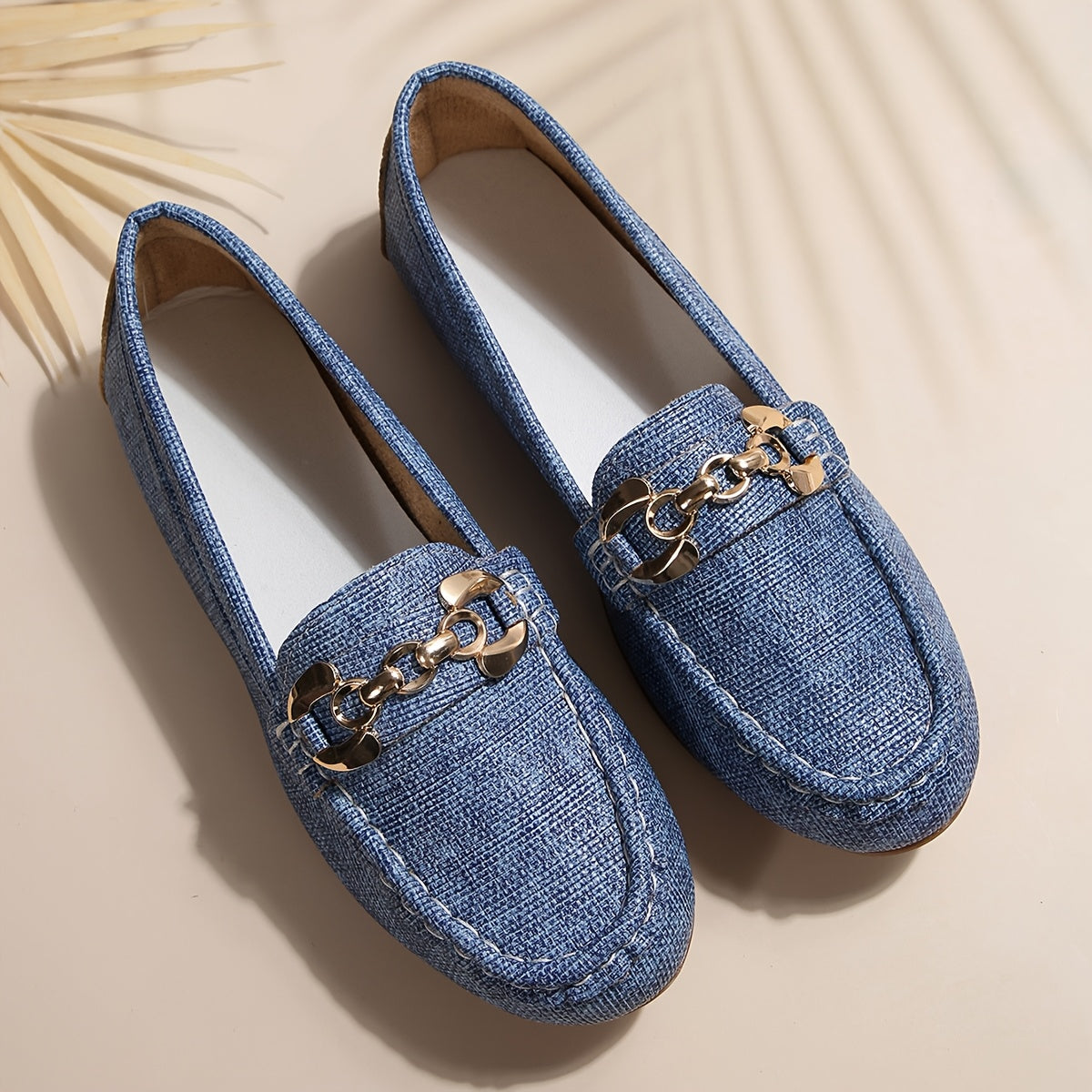 Damen Mokassins Klassisch Bequem mit Ketten-Detail – Elegante Slip-On Schuhe für Alltag und Freizeit