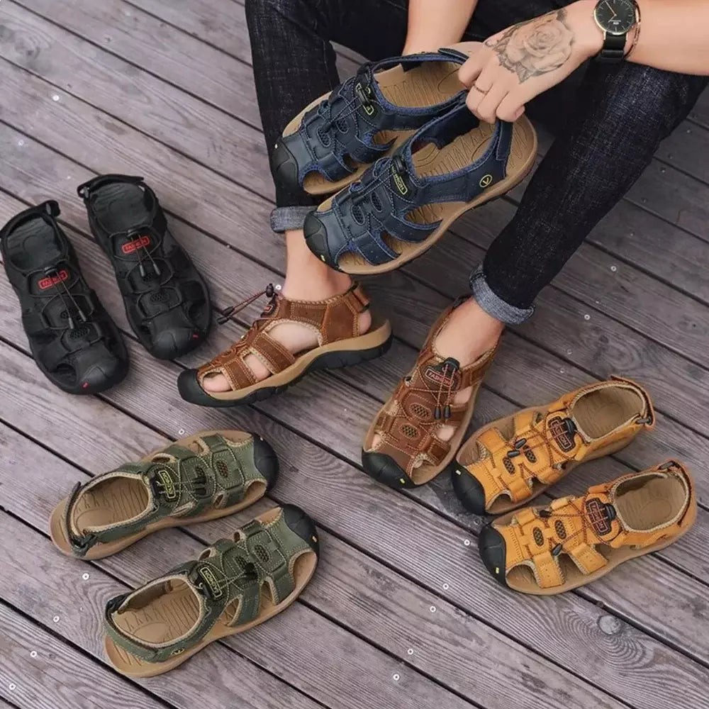 Herren Outdoor Trekking-Sandalen – Bequeme Wandersandalen mit Zehenschutz für Abenteuer und Alltag