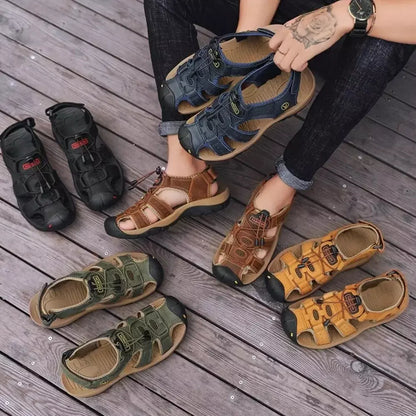 Herren Outdoor Trekking-Sandalen – Bequeme Wandersandalen mit Zehenschutz für Abenteuer und Alltag