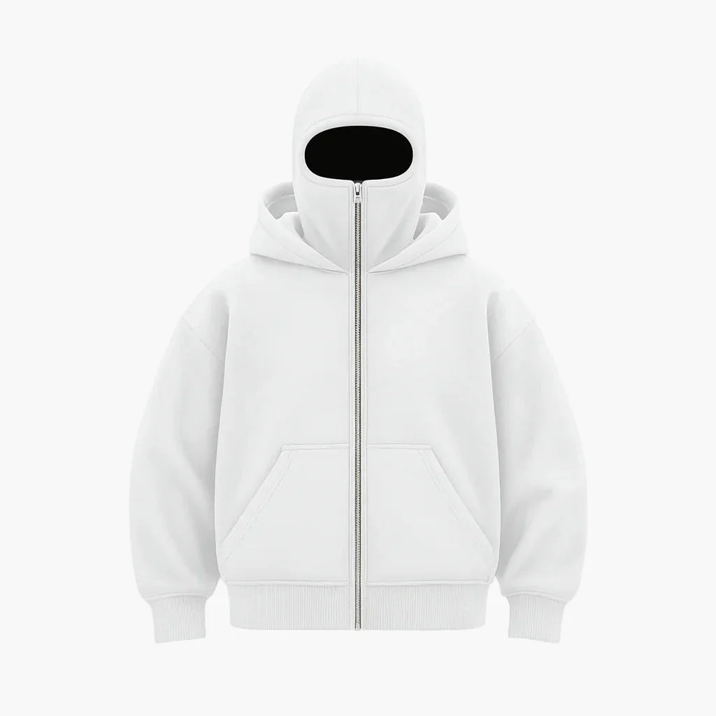 Herren Urban Tech Vollmasken-Hoodie – Streetwear mit Reißverschluss und Kapuze