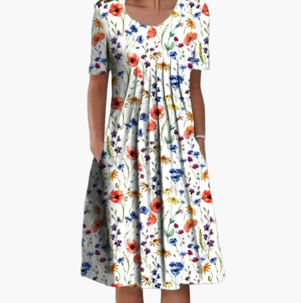 Damen Sommerkleid Midi Freizeitkleid mit Blumenmuster – Lockeres, Bequemes Kleid für Alltag & Urlaub