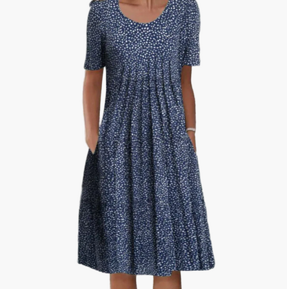 Damen Sommerkleid Midi Freizeitkleid mit Blumenmuster – Lockeres, Bequemes Kleid für Alltag & Urlaub