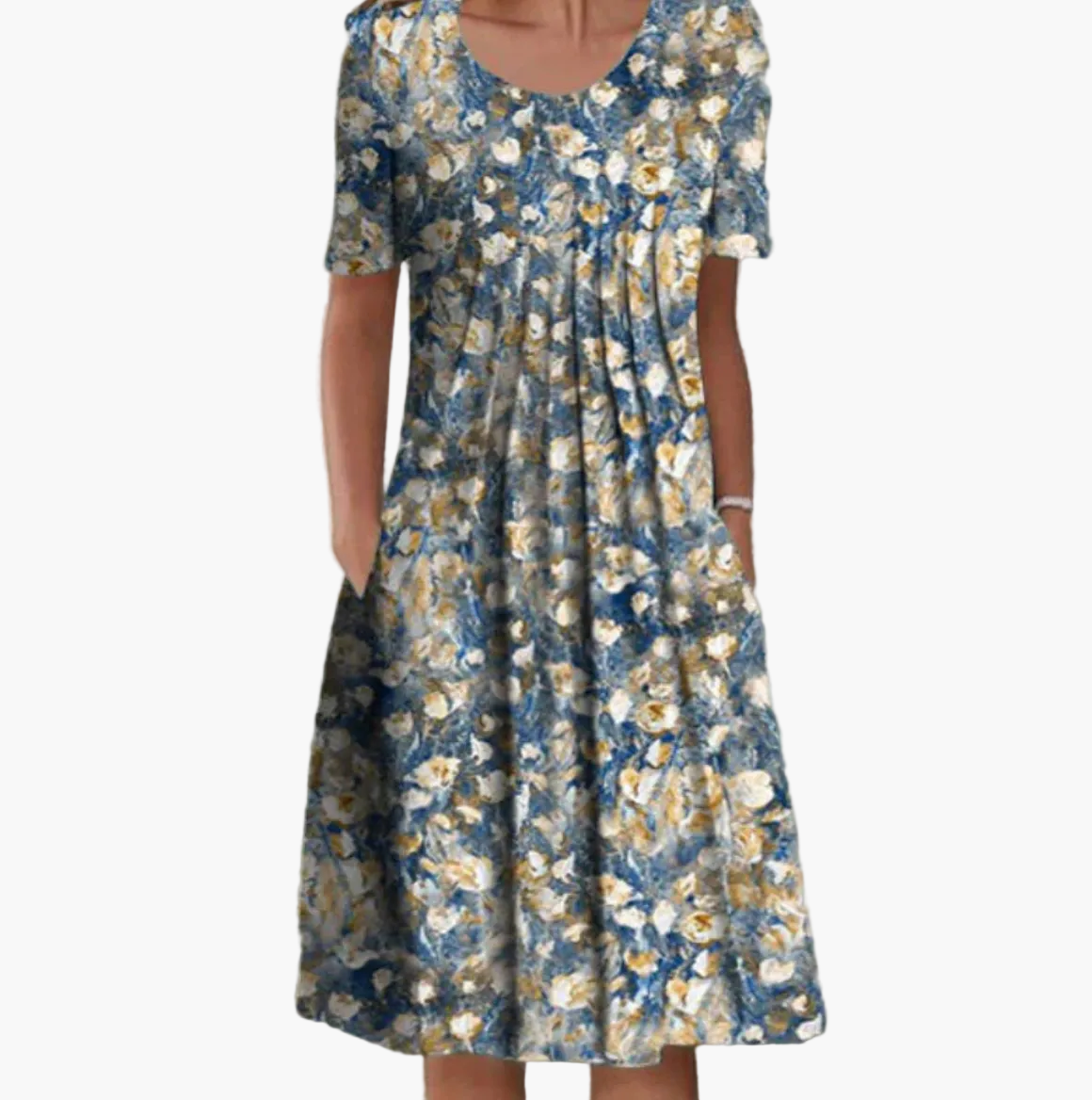 Damen Sommerkleid Midi Freizeitkleid mit Blumenmuster – Lockeres, Bequemes Kleid für Alltag & Urlaub