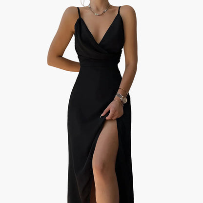 Damen Abendkleid Elegant mit Schlitz und Wickelausschnitt – Perfekt für besondere Anlässe
