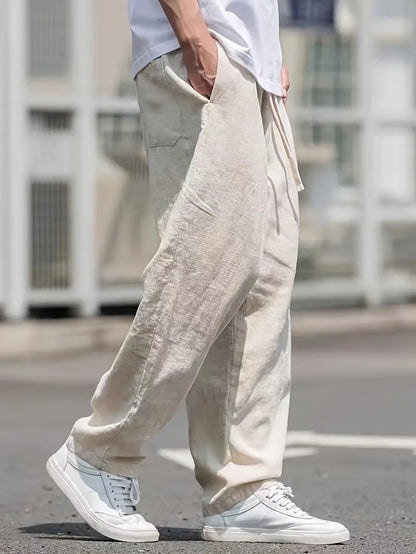 Herren Baggy Freizeithose – Lässige Veganes Leinenhose im Oversize-Stil für Alltag & Urlaub