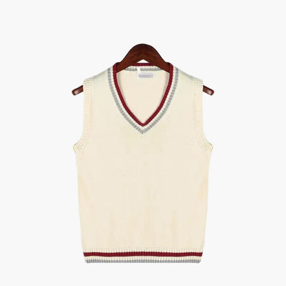 Herren ärmelloser Strickpullover im Old Money Stil – Eleganter V-Ausschnitt, Vintage Look, Perfekt für Freizeit und Business