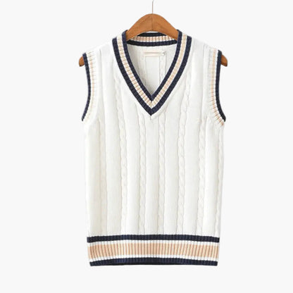 Herren ärmelloser Strickpullover im Old Money Stil – Eleganter V-Ausschnitt, Vintage Look, Perfekt für Freizeit und Business