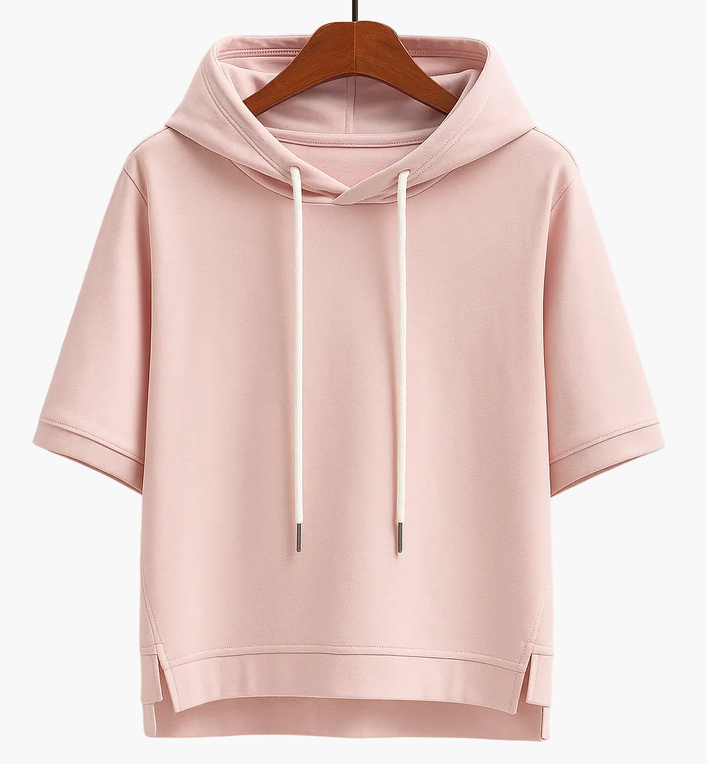 Damen Kurzarm Hoodie – Moderner Freizeit Kapuzenpullover, Lässig & Bequem