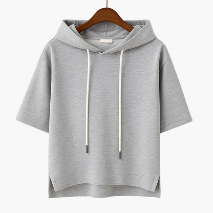 Damen Kurzarm Hoodie – Moderner Freizeit Kapuzenpullover, Lässig & Bequem