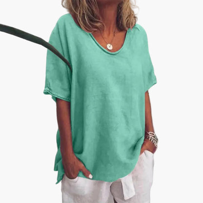 Damen Sommer Oversize Bluse – Lockeres Freizeitshirt mit V-Ausschnitt, Kurzarm, Ideal für Alltag & Urlaub