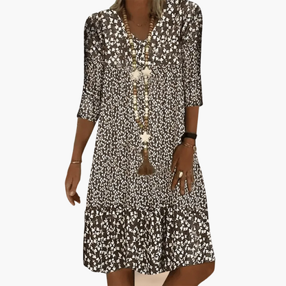 Damen Freizeitkleid Boho-Stil mit 3/4-Ärmeln – Ideal für Alltag und Urlaub