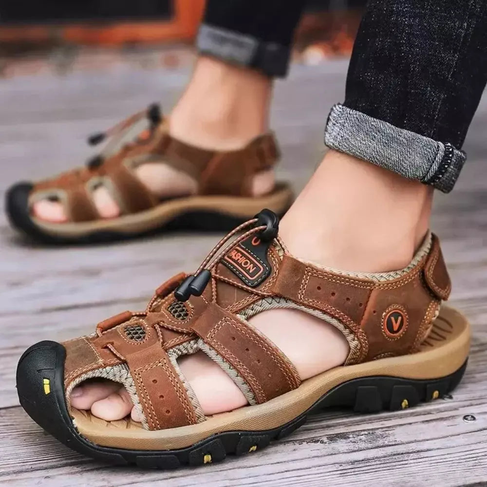 Herren Outdoor Trekking-Sandalen – Bequeme Wandersandalen mit Zehenschutz für Abenteuer und Alltag