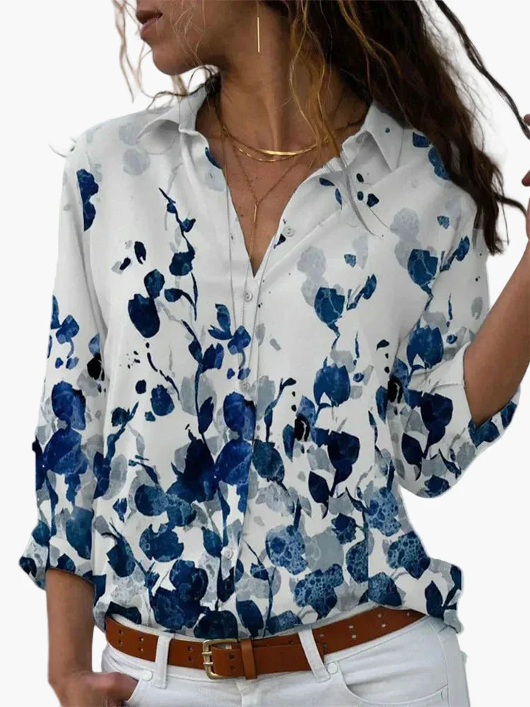 Damen Geometrische Casual Bluse – Modische Freizeit Hemdbluse für Alltag und Büro