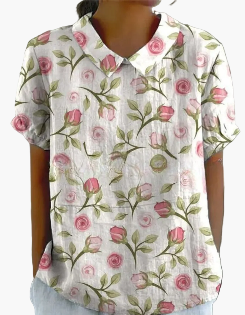 Damen Vintage Bluse mit Blumenmuster – Lässiger Stil für Alltag & Büro