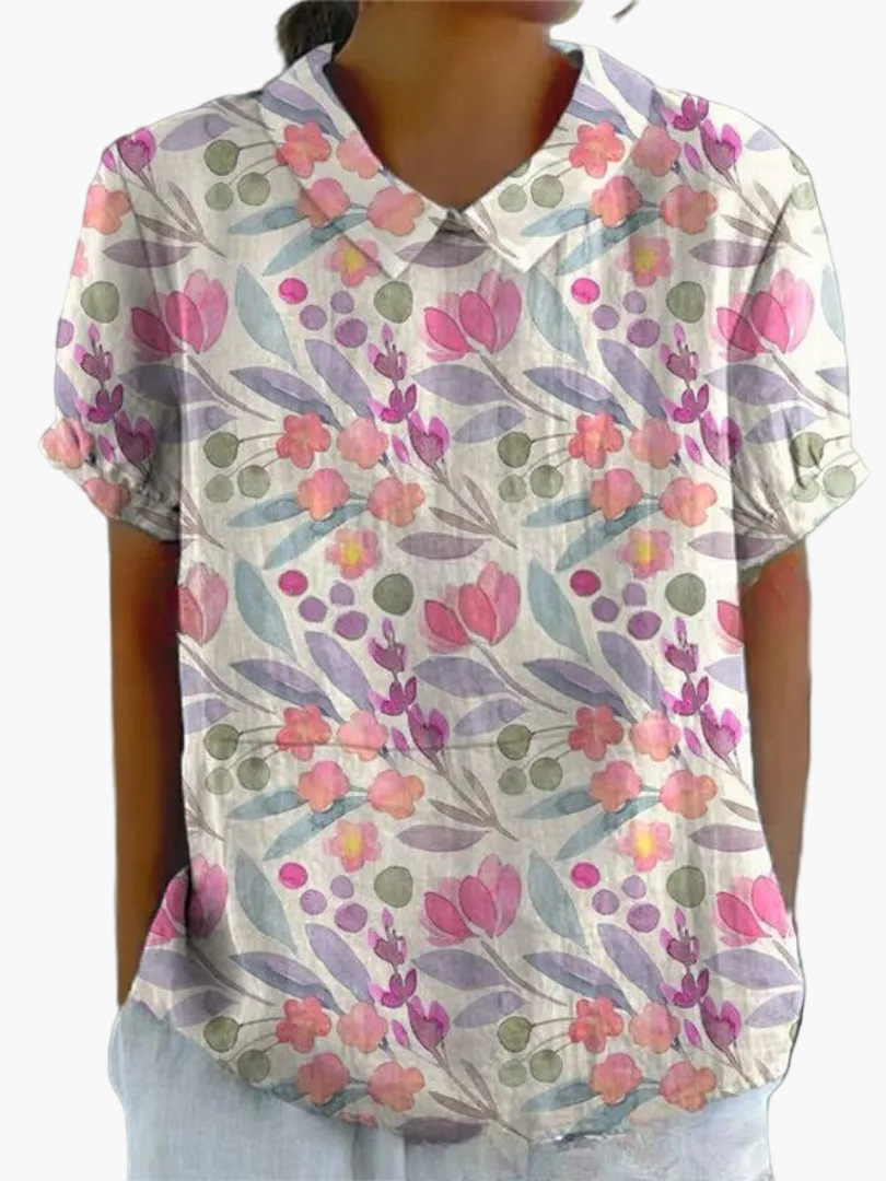 Damen Vintage Bluse mit Blumenmuster – Lässiger Stil für Alltag & Büro
