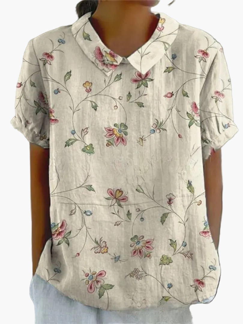 Damen Vintage Bluse mit Blumenmuster – Lässiger Stil für Alltag & Büro