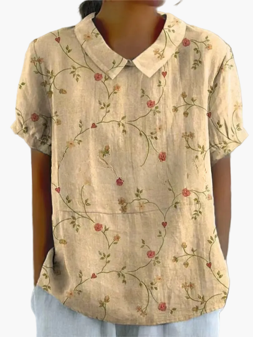 Damen Vintage Bluse mit Blumenmuster – Lässiger Stil für Alltag & Büro