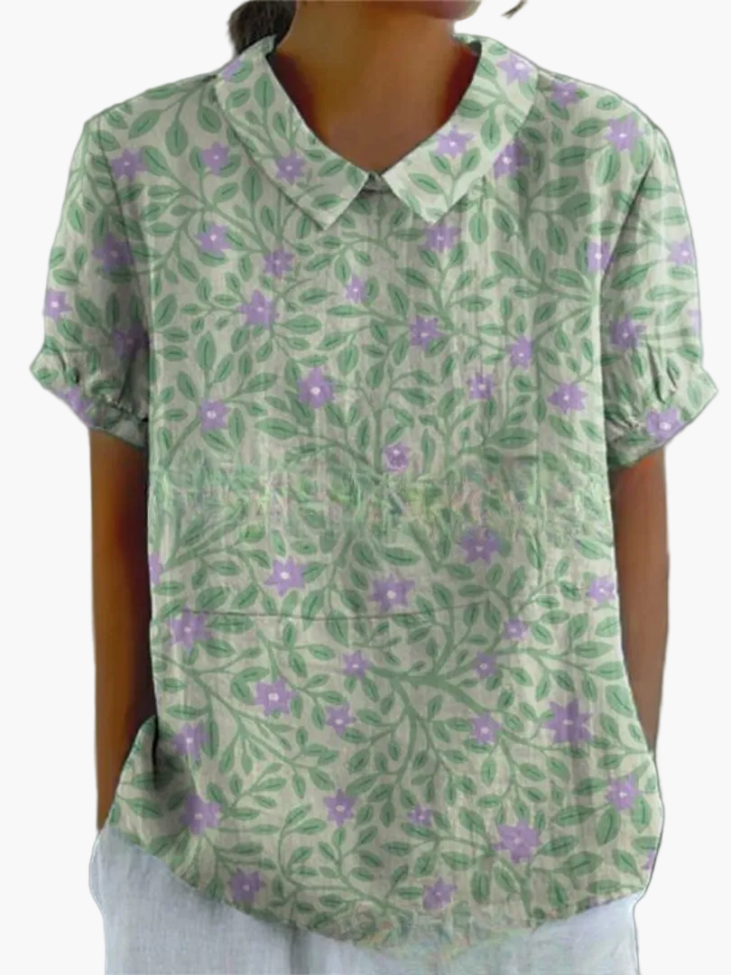Damen Vintage Bluse mit Blumenmuster – Lässiger Stil für Alltag & Büro