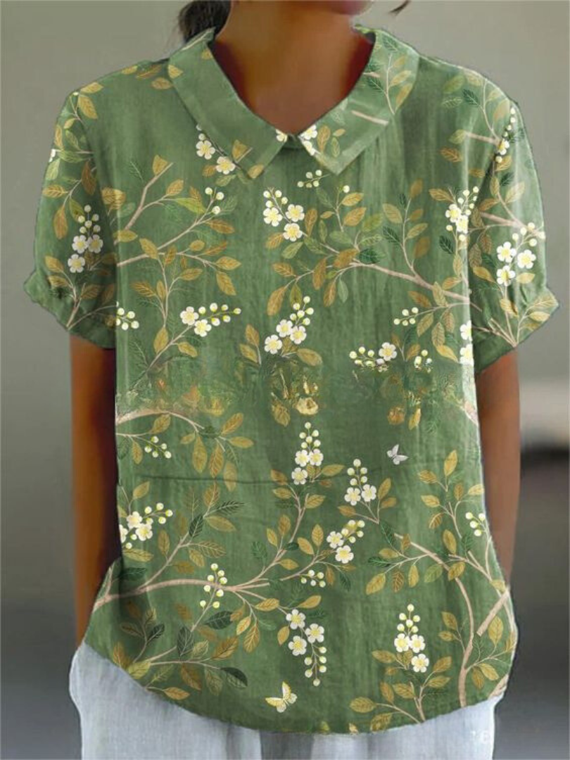 Damen Vintage Bluse mit Blumenmuster – Lässiger Stil für Alltag & Büro