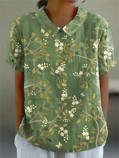 Damen Vintage Bluse mit Blumenmuster – Lässiger Stil für Alltag & Büro