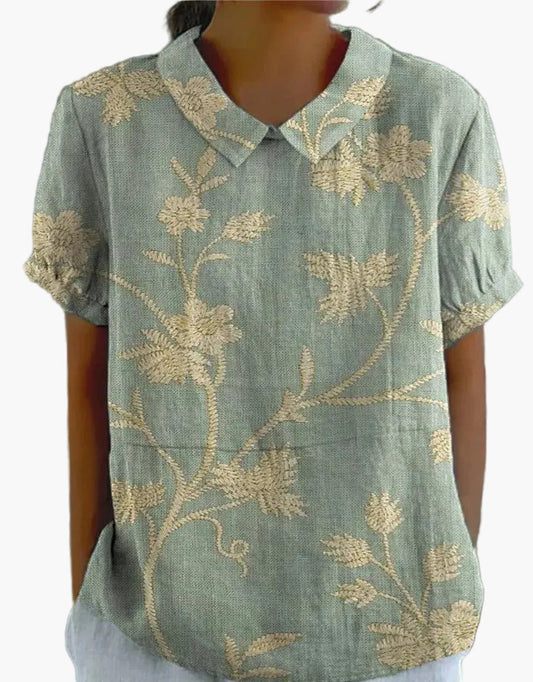 Damen Vintage Bluse mit Blumenmuster – Lässiger Stil für Alltag & Büro