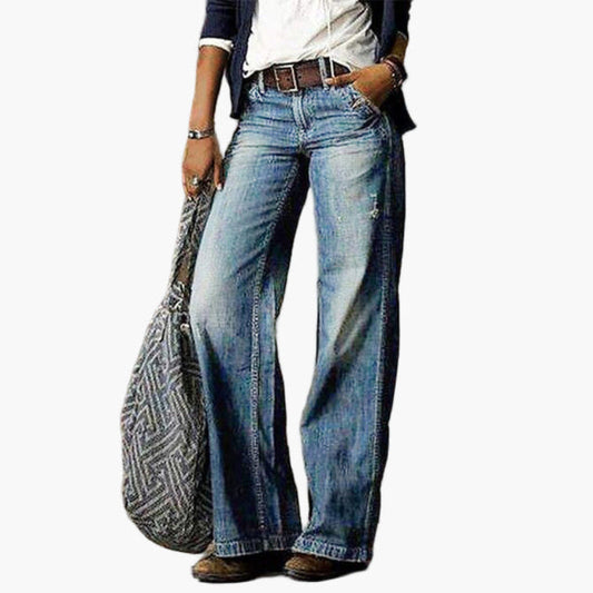 Damen Jeans mit hoher Taille und weitem Bein – Vintage Stil, Komfort für Alltag & Freizeit