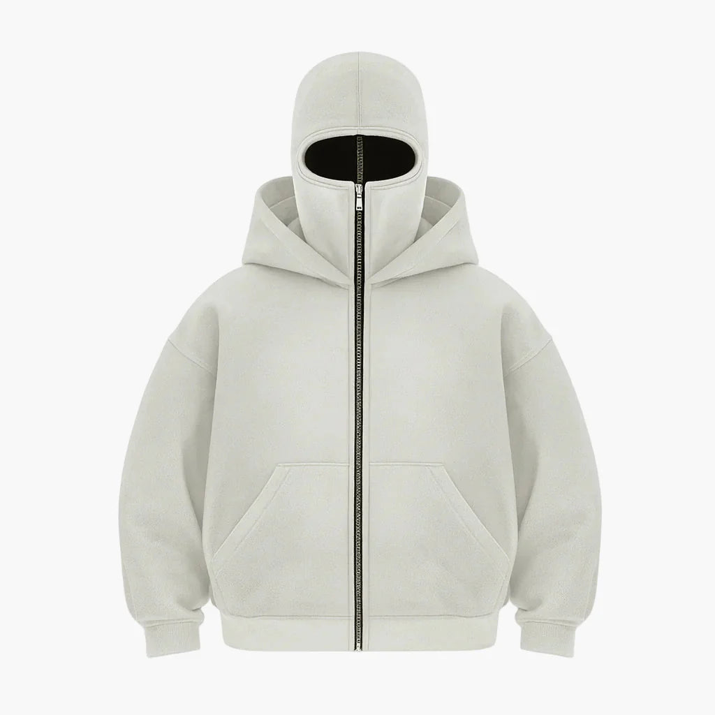 Herren Urban Tech Vollmasken-Hoodie – Streetwear mit Reißverschluss und Kapuze
