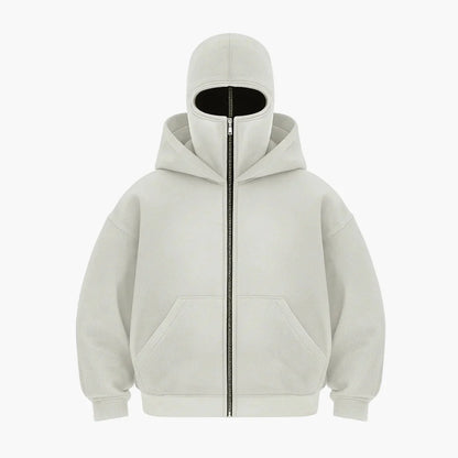 Herren Urban Tech Vollmasken-Hoodie – Streetwear mit Reißverschluss und Kapuze