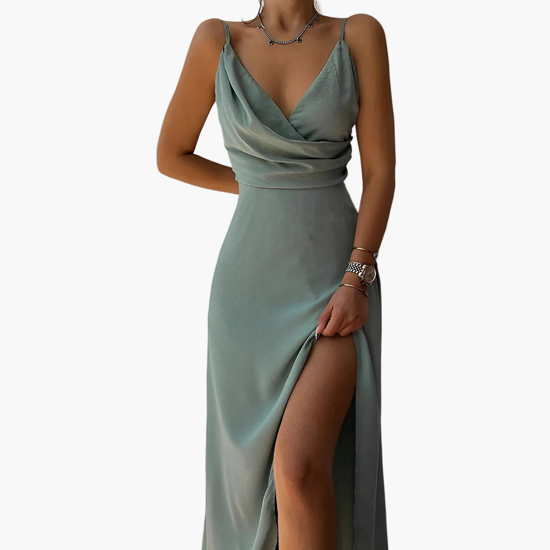 Damen Abendkleid Elegant mit Schlitz und Wickelausschnitt – Perfekt für besondere Anlässe