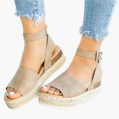 Damen Plateau-Sandalen mit Keilabsatz – Modische Sommerschuhe mit Knöchelriemen und Espadrille-Stil, ideal für Alltag & Urlaub